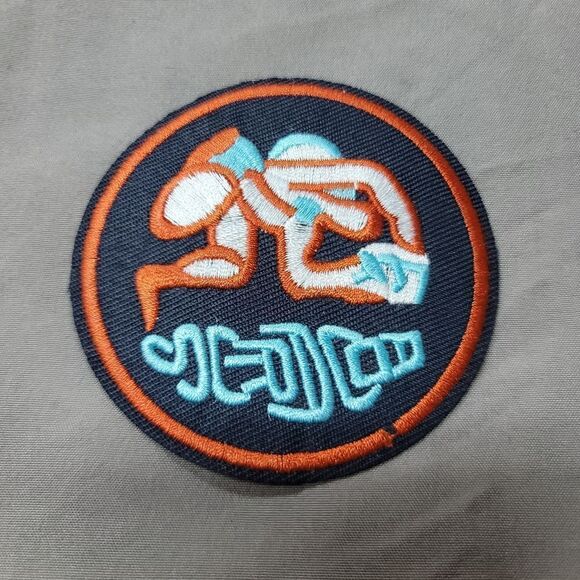 Colorful Scorpio zodiac embroidered iron on patch - orange & blue - Picture 1 of 8